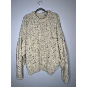 Aran Crafts Ireland Speckled Wool Chunky Gorp Fisherman New England Sweater L